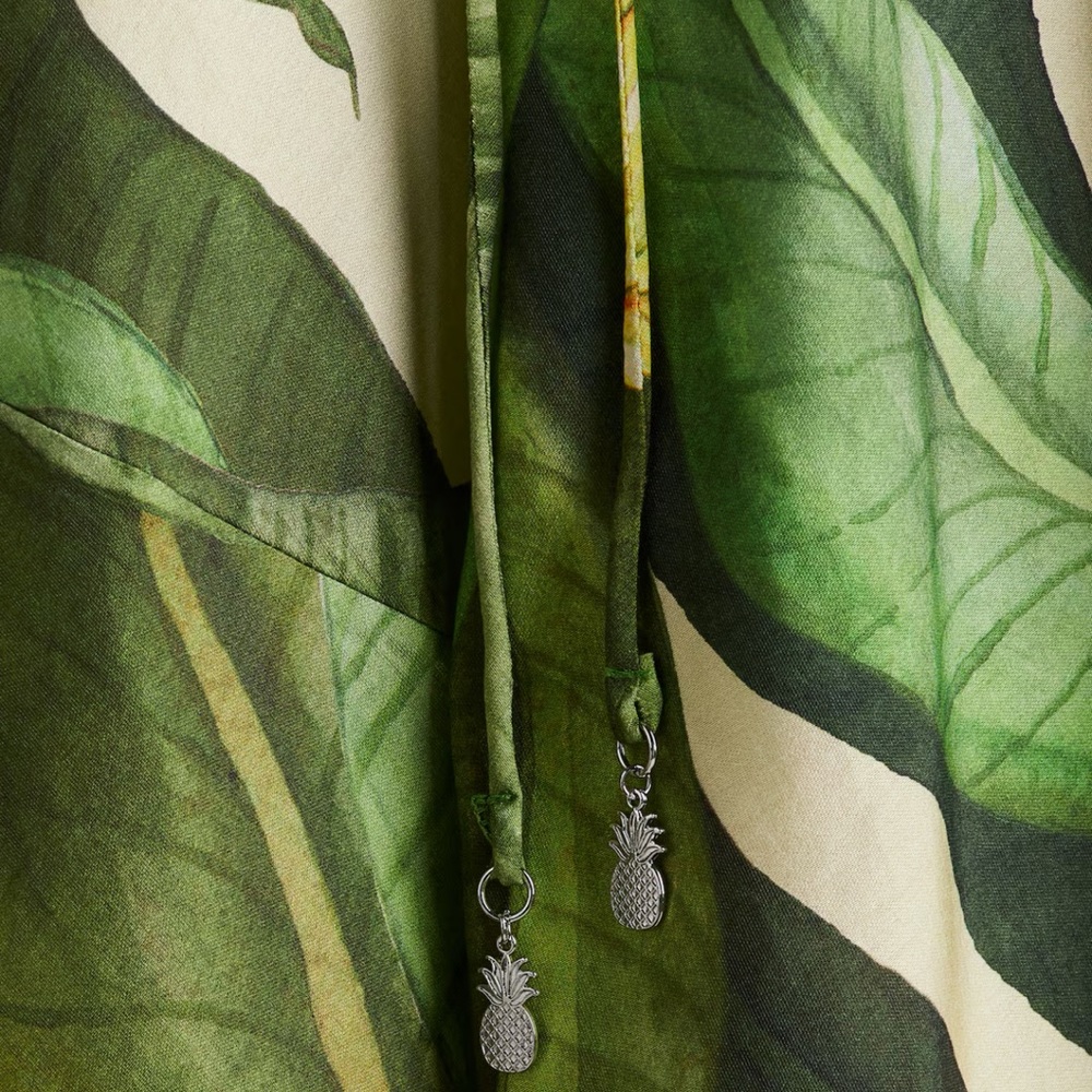 NWT H&M Tropical Green Leaf Print Maxi Dress - Picture 5 of 5